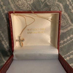 18 Kt. Gold and Sterling Silver Cross Neacklace
